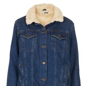 Topshop Borg Moto Shearling Jean Jacket